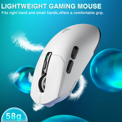 Mouse wireless tri-mode SOLAKAKA SM820 con dock di ricarica magnetico, RGB, PAW3311, 24000DPI, macro gaming, ultraleggero