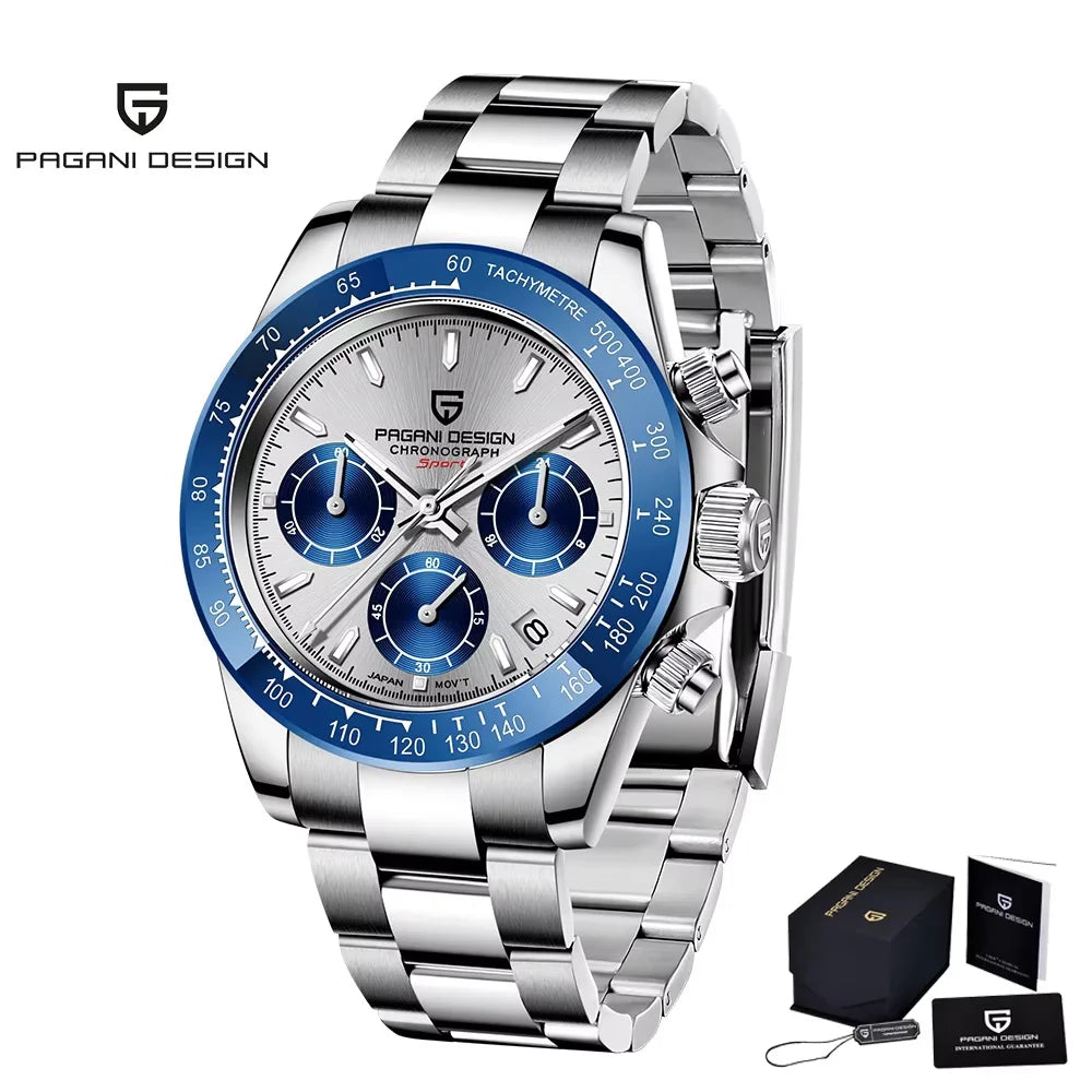 Nuevo original PAGANI DESIGN PD-1664 reloj de pulsera de lujo para hombre con movimiento de cuarzo japonés VK63, cristal de zafiro, cronógrafo impermeable dorado