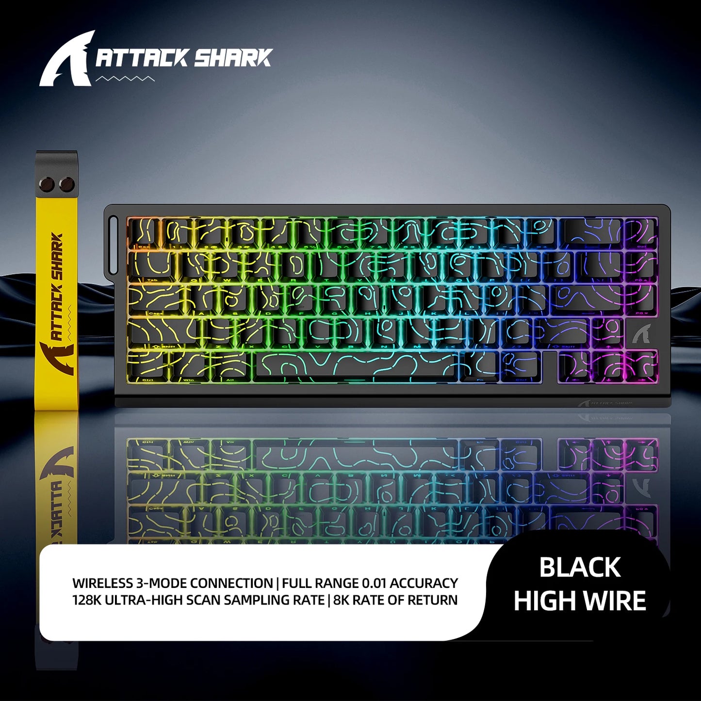 Teclado mecânico magnético ATTACK SHARK X68HE X68Pro He para gaming profissional, acionamento rápido de 0.01mm, 8000Hz, SOCD/Rs, 0.125ms, taxa de 128K