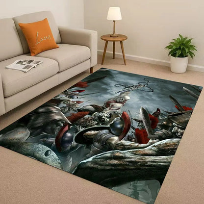Kratos God of War Game Cartoon Gamer Living Room Non-Slip Area Rug Soft Carpet for Bedroom Playroom Sofa,Easy Clean Home Doormat