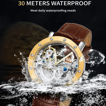 2026 Top Brand Luxury Steel Skeleton Tourbillon Automatic Watch Men's Leather Mechanical Waterproof Luminous Elegant Wrist Clock