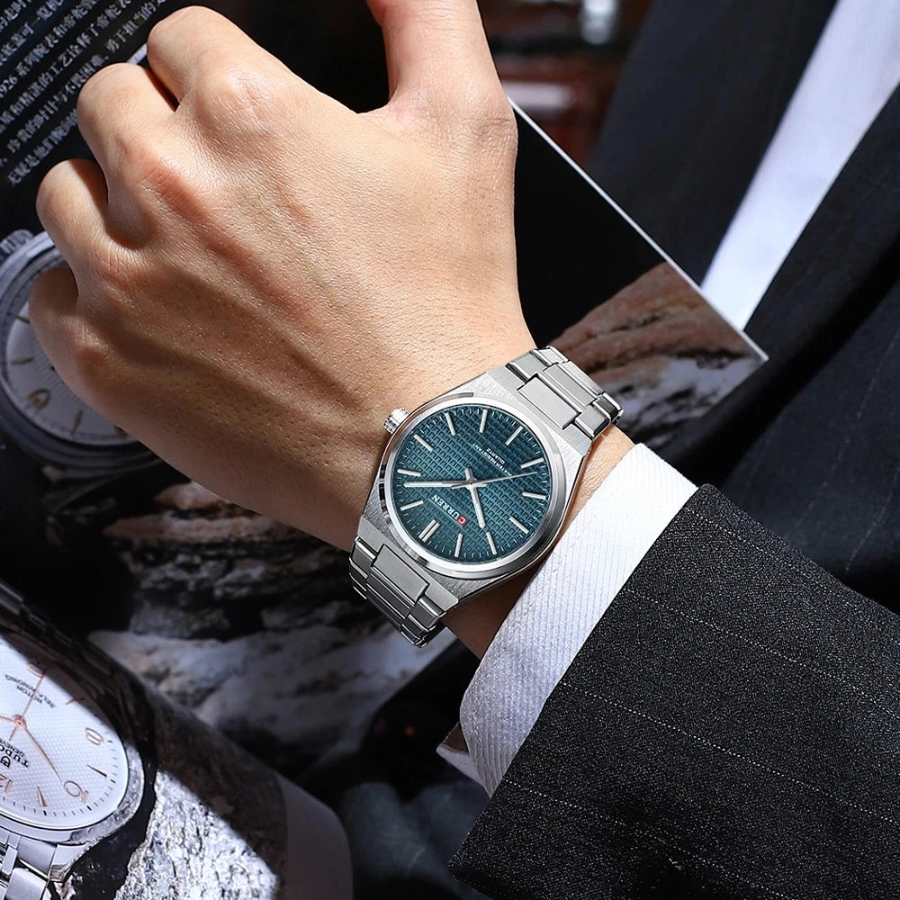 Montre pour homme CURREN 8439 – Modèle de grande marque, style luxe et professionnel, étanche, en acier inoxydable, type militaire, à mouvement quartz.