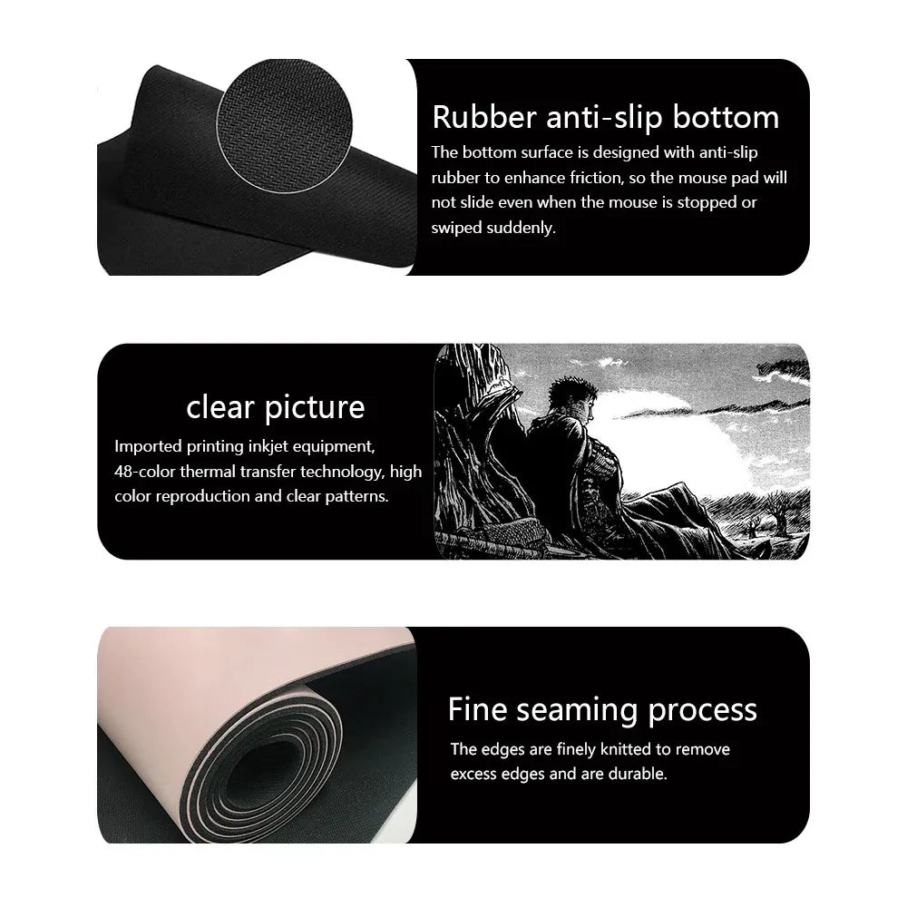 Game God Of War Kratos Mousepad Large Keyboard Desk Mat Gaming Mouse Pad LockEdge Non-slip Mat