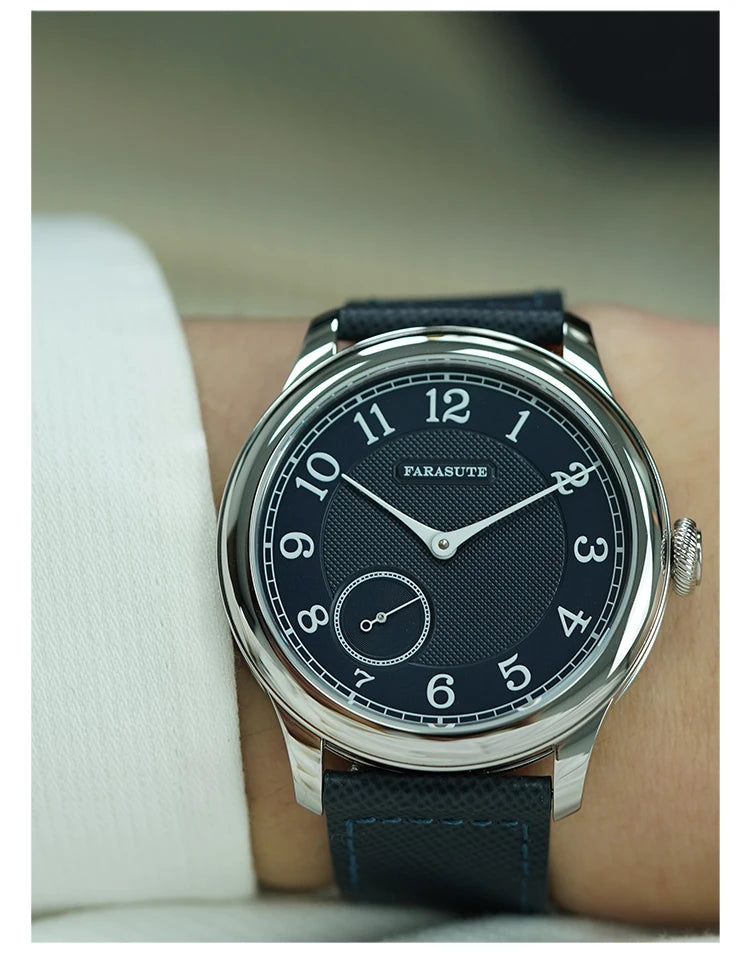 Reloj mecánico manual FARASUTE NEW Machinery para hombre, esfera salmón, ST17, segundero pequeño, estilo vintage, brazalete Bonklip