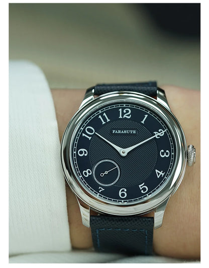 Reloj mecánico manual FARASUTE NEW Machinery para hombre, esfera salmón, ST17, segundero pequeño, estilo vintage, brazalete Bonklip