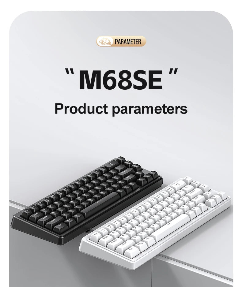 FREEWOLF M68SE Tastiera con sensazione meccanica, 68 tasti, mini tastiera compatta cablata e silenziosa per laptop, gaming e uso ufficio