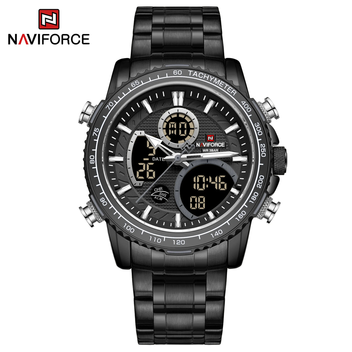 Orologio sportivo da uomo NAVIFORCE – Orologio da polso originale di lusso in acciaio inossidabile, modello militare impermeabile con doppio display