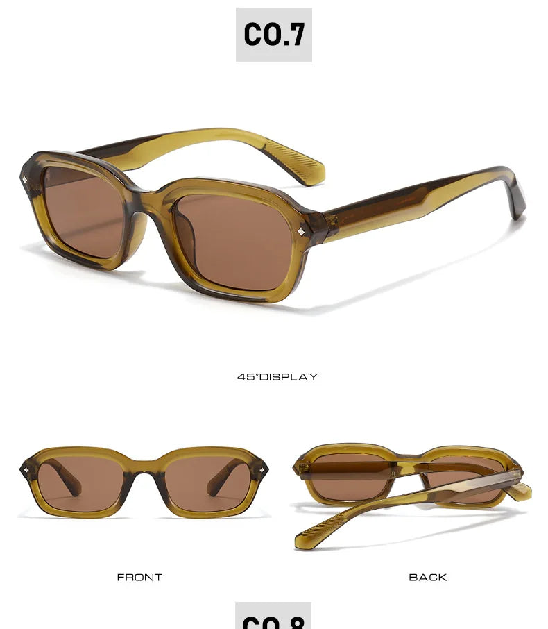 BOYSEEN Beach Sunglasses Man Summer Orange Sun Glasses UV400  Narrow frame square punk sunglasses show
