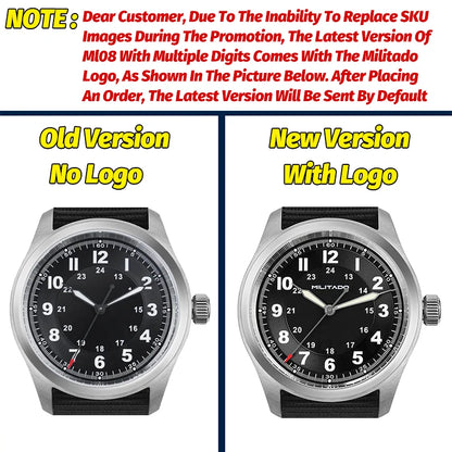 Militado ML08 Quartz Watch  VH31 Movement Steel Strip Sapphire Crystal Vintage Watch 10Bar Waterproof BGW9 Luminous Mens Watch