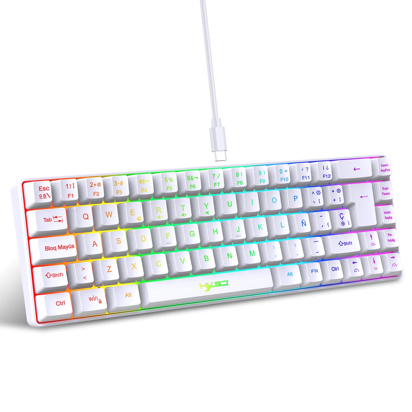 Offerta imperdibile! Tastiera gaming cablata spagnola a 69 tasti con retroilluminazione RGB, design compatto 68%, un accessorio indispensabile per professionisti e gamer