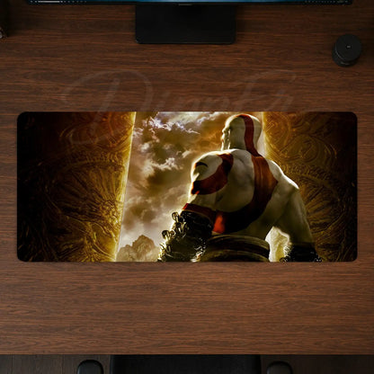 God of War Mouse Pad Gaming office Desk Mat Non-slip Large Mousepad DIY Keyboard Pad stitched edge rubber base