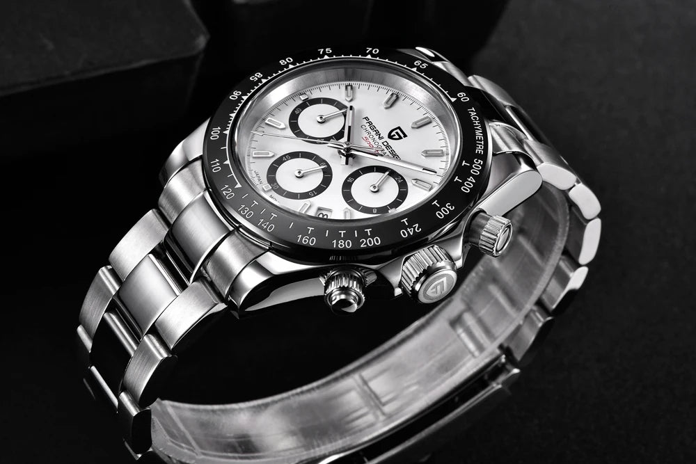 Ανδρικό ρολόι PAGANI DESIGN – Μοντέλο με πολύχρωμα καντράν, πολυτελές βραχιόλι ρολόι με μηχανισμό χαλαζία, χρονογράφος εξοπλισμένος με μηχανισμό