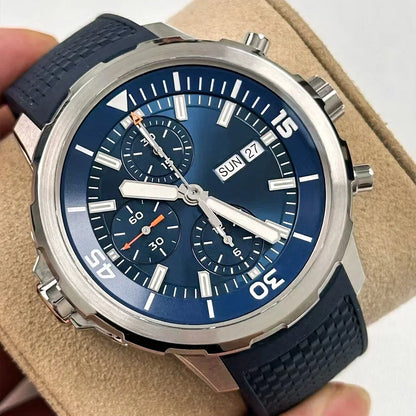 A11 Store Customized Watch  Men Chronograph Watch Aquatimer Watches Multifunctional Stainless Steel Black Blue Rubber