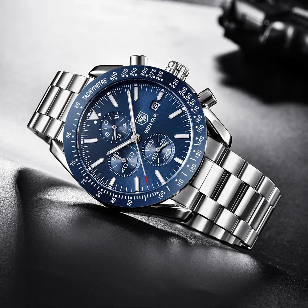 Reloj para hombre BENYAR 5140, reloj deportivo informal, reloj de cuarzo de lujo resistente al agua, cronógrafo militar de marca de alta gama.