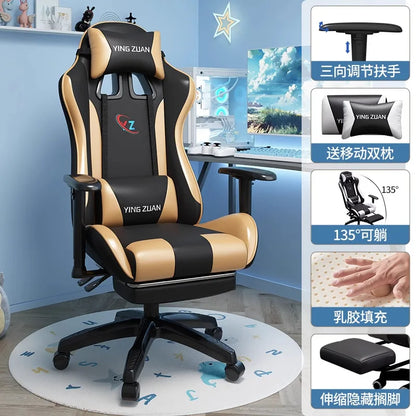 Sedia da gaming Sedia per computer Comoda seduta reclinabile Gaming LIVE Casa per studenti in dormitorio Ergonomia per uso sedentario