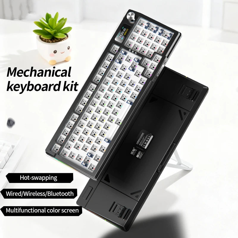 Kit tastiera YINDIAOY95 Hotswap con schermo TFT, retroilluminazione RGB completa, 2.4GHz, Bluetooth wireless, tastiera meccanica custom DIY