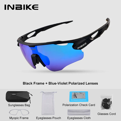 INBIKE 2025 MTB Cycling Sunglasses Polarized UV Protection for Road Biking Mountain Bike Running Hiking Outdoor Sports Glasses