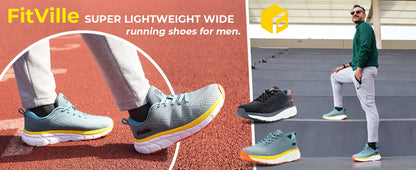 FitVille wide toe box shoes for men, cushioned, extra wide width, non-slip, wide lightweight breathable running shoes