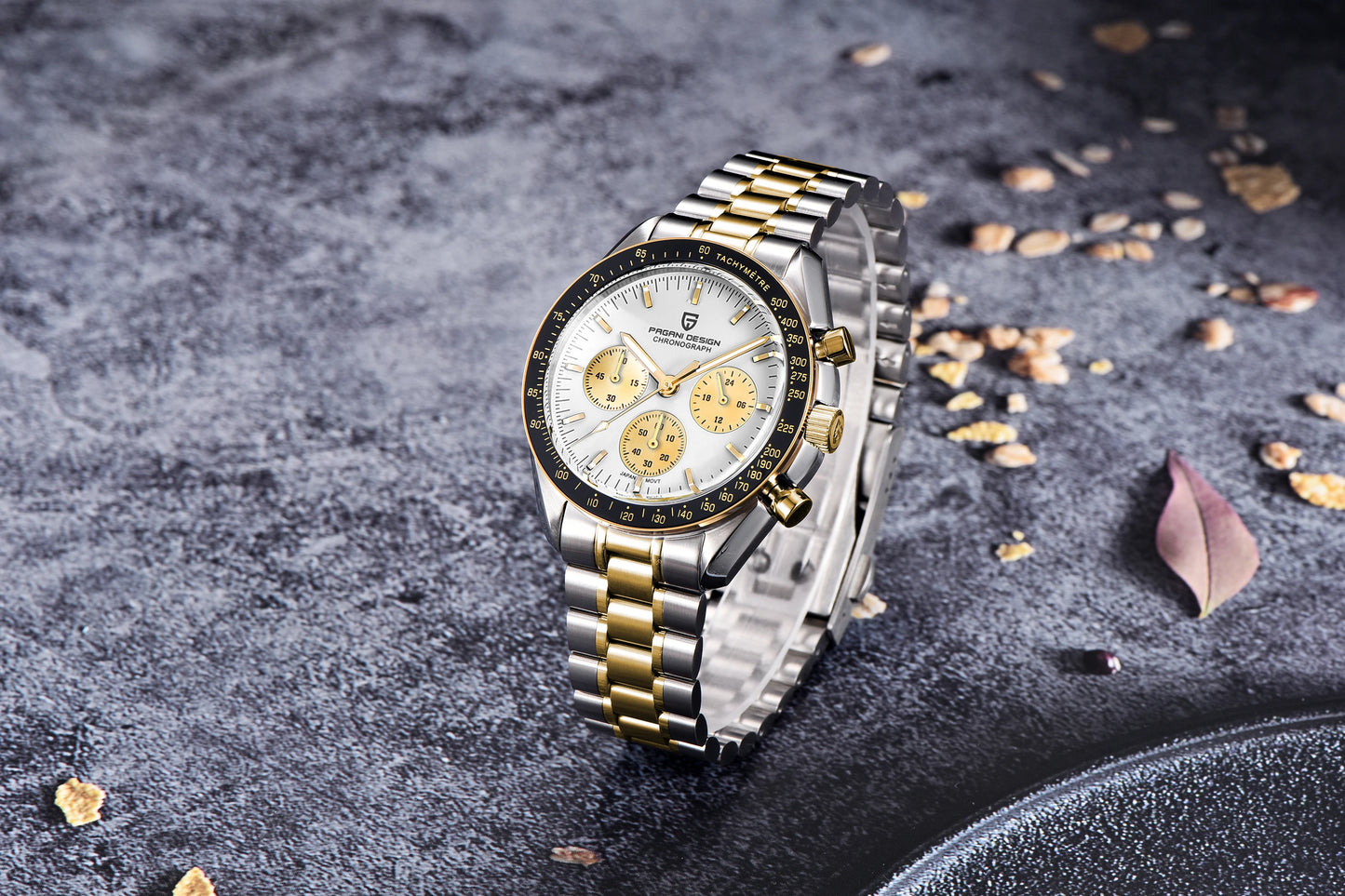 PAGANI DESIGN Saturn Men's Watches 2026 New Top Luxury Quartz Watch Men Light Tan Chronograph AR Sapphire crystal Wristwatch Men