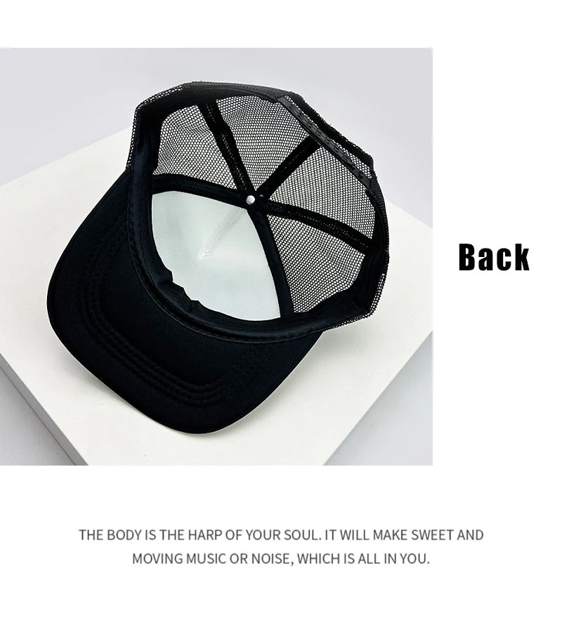 Trucker-Caps im amerikanischen Stil mit Cruise-Print, Anime-Motiven und neuem Schriftzug – atmungsaktive Baseballmützen mit Netzfutter für Herren und Damen, vielseitig kombinierbar