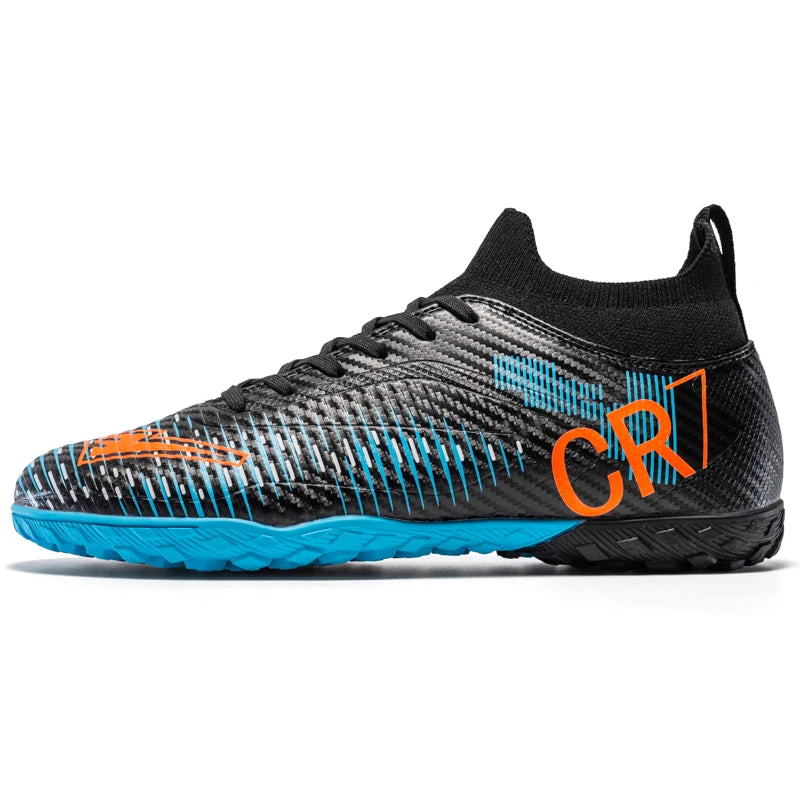 Kids Anti-Collision Toe Football Boots Lace-Up Closure Short Non-Slip Studs Wearproof Breathable Outdoor Grass Game Shoes
