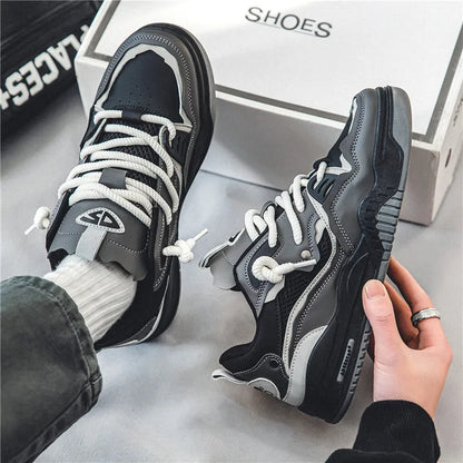 Zapatillas casual de malla para hombre, cómodas zapatillas de running masculinas con cordones, zapatos de skate con plataforma para hombre, zapatillas deportivas para estudiantes