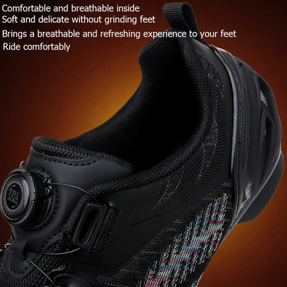 Sapatos de ciclismo MTB para homem e mulher T03 roxos respiráveis, de velocidade, autoblocantes, para ciclismo de estrada, corrida ao ar livre e treino