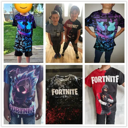 T-shirt Fortnite Bushranger para Crianças, Estampado 3D Banana Peely, T-shirt para Homem e Mulher, Top de Verão Battle Royale, Presentes de Aniversário