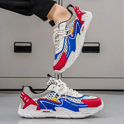 Men's Sports Shoes Summer Mesh Casual Fashion Lace-Up Walking Shoes 2026 New Youth Daily Commuting Comfortable Versatile Sneakers