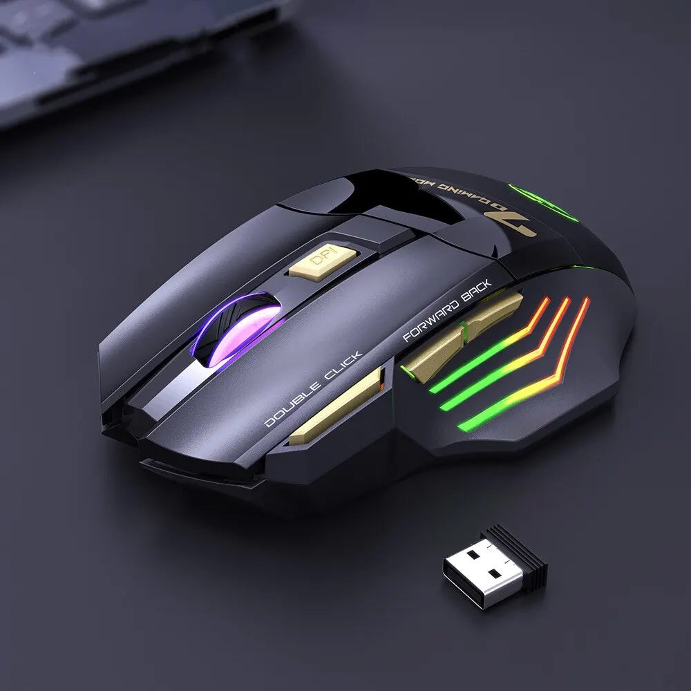 Mouse gaming wireless USB IMICE GW-X7 3200DPI dual mode ricaricabile, 7 tasti, 2.4Ghz, silenzioso, Bluetooth, LED breathing a 7 colori