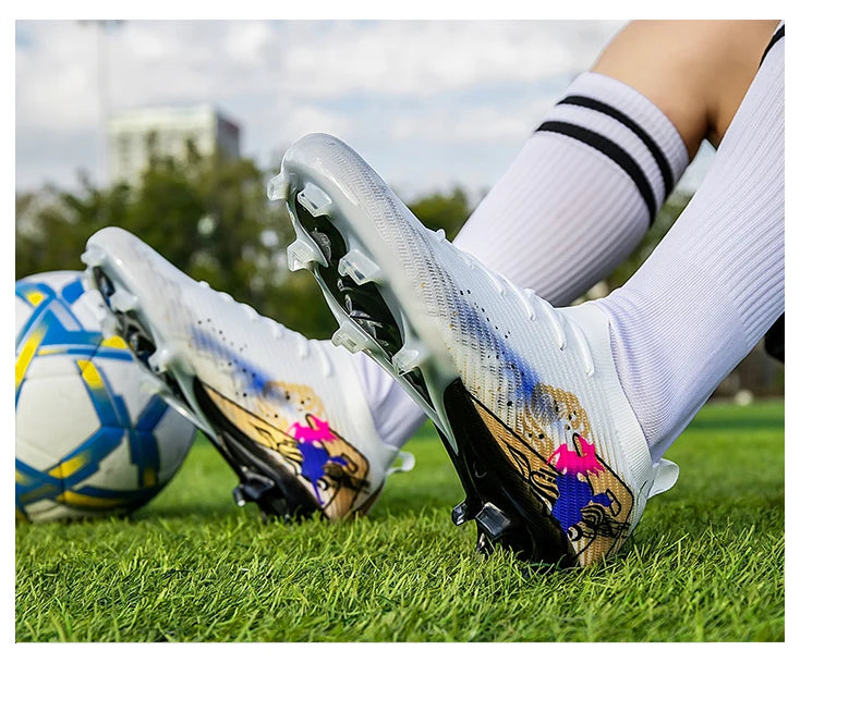 New Men's Soccer Shoes FG Non-Slip Long Spikes Football Boots Soccer Cleats Training Shoes Match Ultralight Outdoor Drop Shipping
