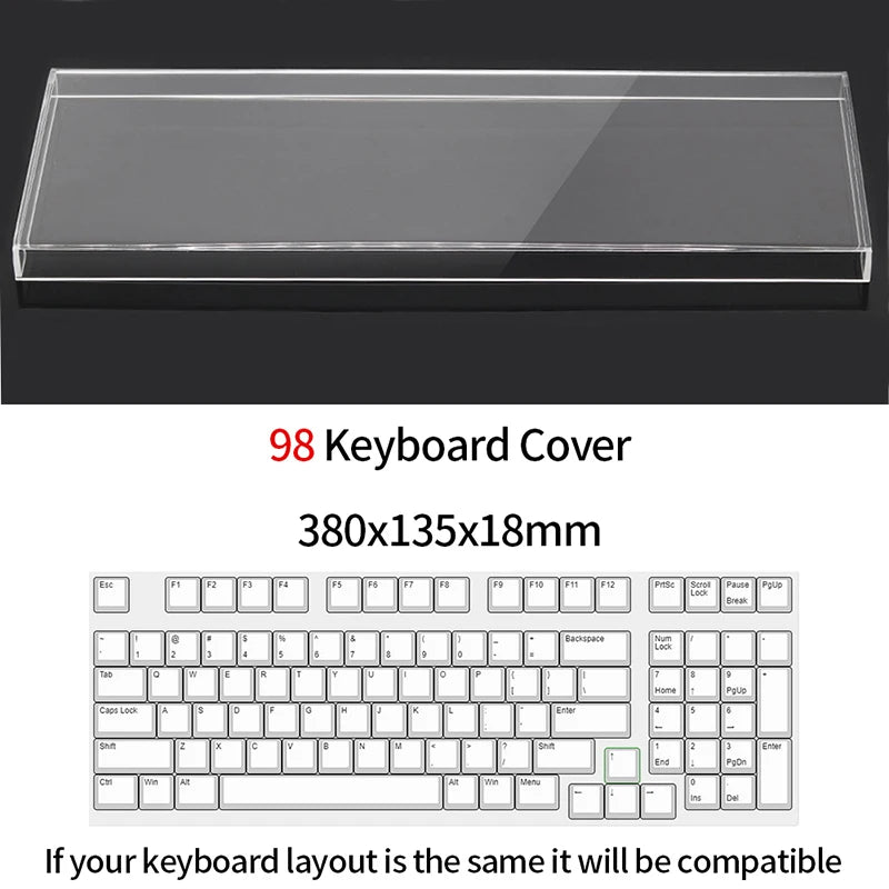 Funda protectora transparente de acrílico para teclado mecánico, cubierta antipolvo para teclado de 60/61/64 96 98 104/108 teclas, funda para ratón y teclado