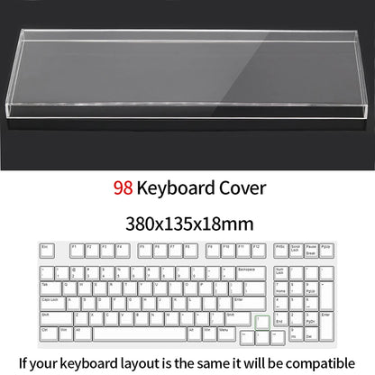 Funda protectora transparente de acrílico para teclado mecánico, cubierta antipolvo para teclado de 60/61/64 96 98 104/108 teclas, funda para ratón y teclado