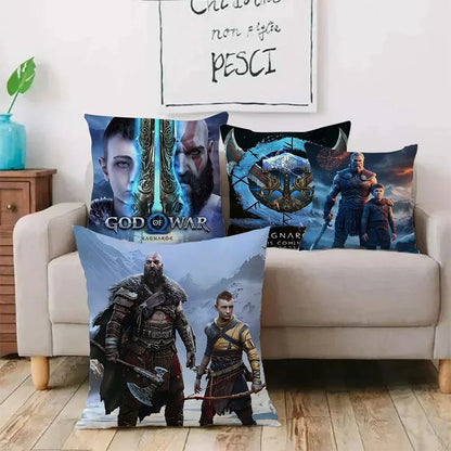 Pillow Covers Cartoon Game G-God of War R-Ragnaroks Sofa Decorative Home Double-sided Printing Short Plush Cute Cushion Cover