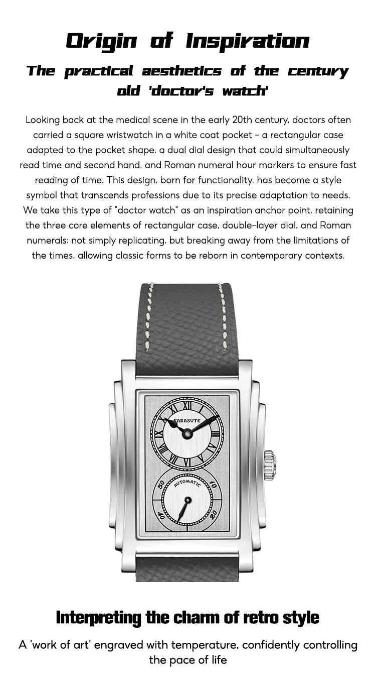FARASUTE Luxury Fully Automatic Mechanical Men's Watch Seagull Sports Sapphire Stainless Steel Doctor Wristwatch reloj hombre 