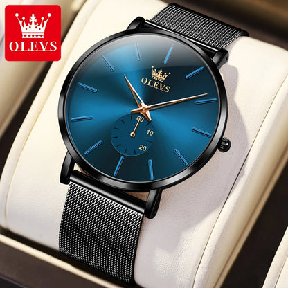 OLEVS 9954 Fashion Men's Watches Minimalism Ultrathin Original Quartz Wristwatch Waterproof Watch for Man Luminous Casual Mesh