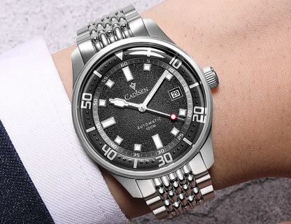 CADISEN Automatic Mechanical Watch Man Silver Business Casual Waterproof Watch Japan MIYOTA 8215 Movement Domed Glass Mens Watch