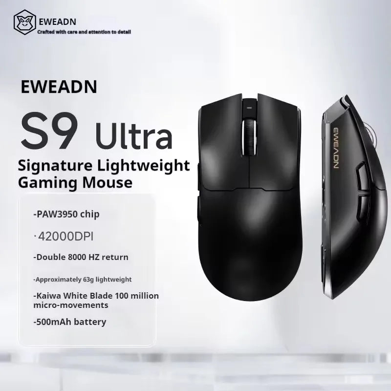 EWEADN S9 Pro Ultra V2 Lightweight Wireless Gaming Mouse Tri-Mode Tri-model Mouse 2.4G USB-CBT 8K Polling 26K DPI PAW3395 Mice