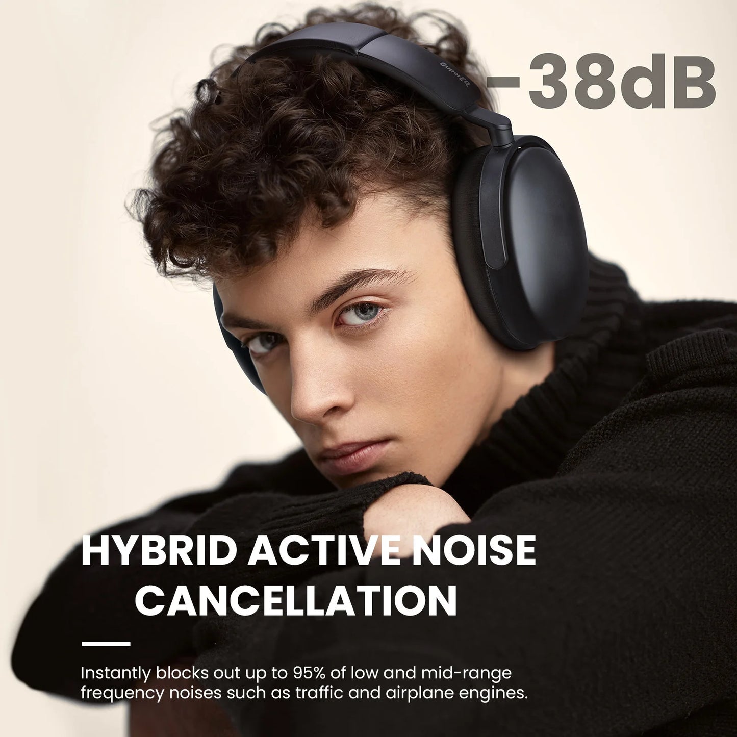Oneodio SuperEQ A200 Cuffie wireless Bluetooth 5.4 ANC – Headset over-ear con cancellazione del rumore, microfono ENC, audio Hi-Res e controllo tramite app