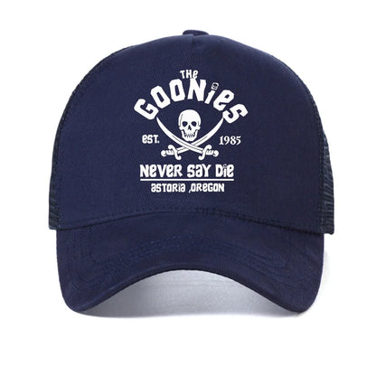 The Goonies Est 1985 Never Say Die Men's Baseball Cap Summer Mesh Snapback Hat Fashion Outdoor Casual Breathable Sun Hats