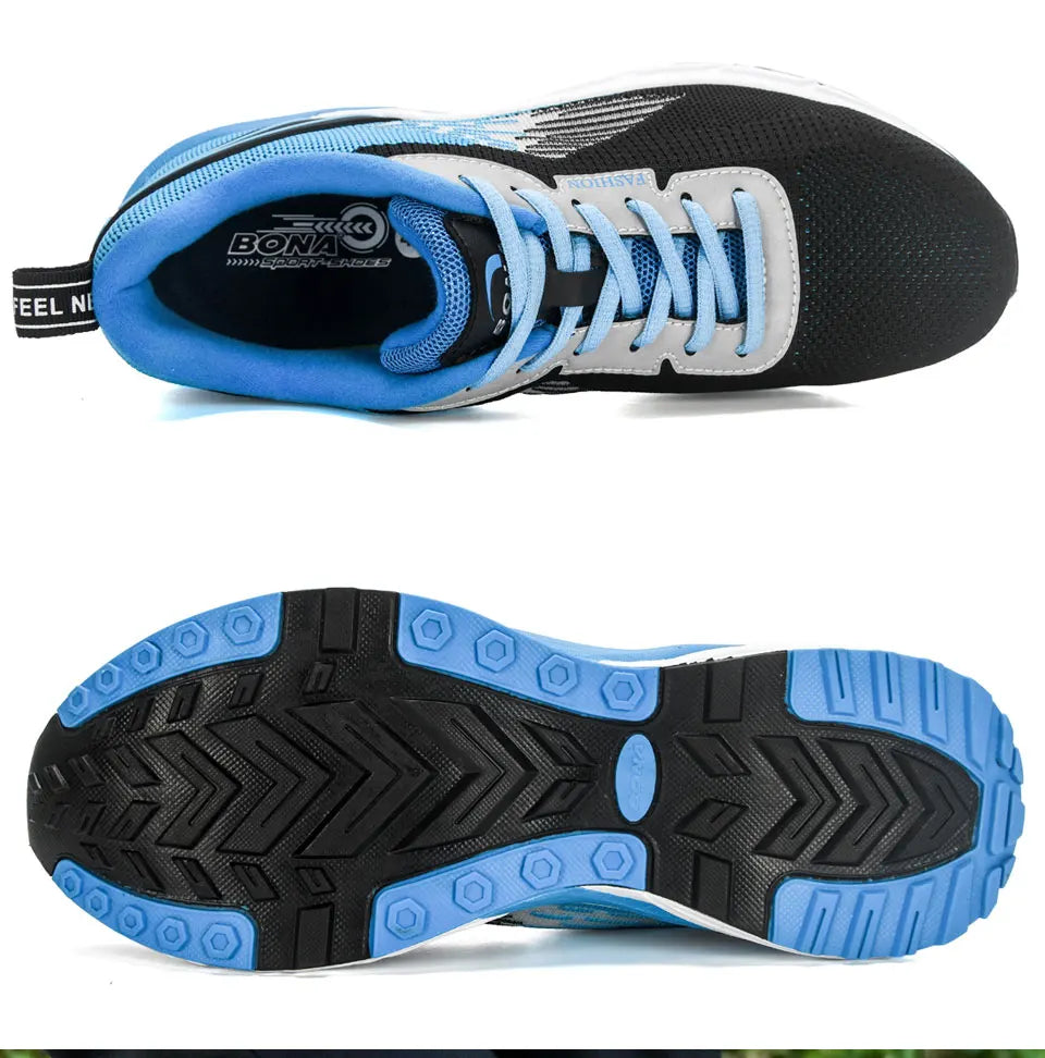 BONA New Popular Style Men's Running Mesh Weaving Upper Sport Shoes Ventilated Jogging Walking Sneakers Lace-Up