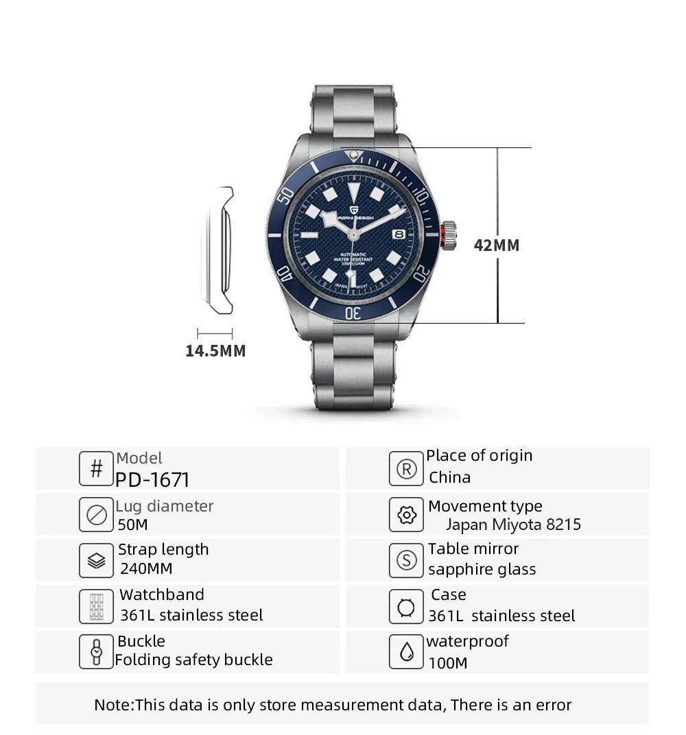 2026 New PAGANI DESIGN BB58 Luxury Automatic Mechanical Men Watch Sapphire Japan Movt Watch 316L All Steel Waterproof Man Watch