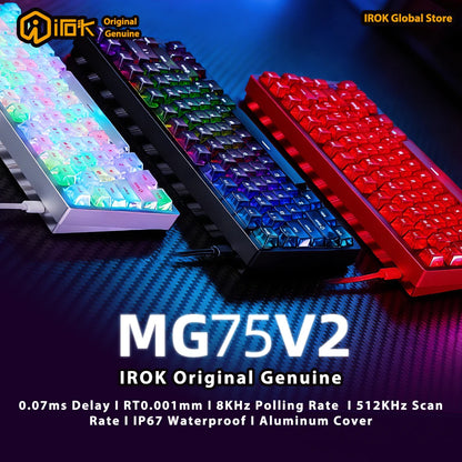 Teclado Mecânico Gaming Magnético em Alumínio IROK MG75 V2 MG75V2 Rapid Trigger 0.07ms 8KHz 0.001mm Taxa de Leitura 512K para Gamers