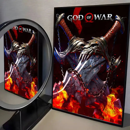 Classic pop God of War Ragnarok poster art HD canvas advanced aesthetic Printing Paper Wall Art for Living Room Home Decor