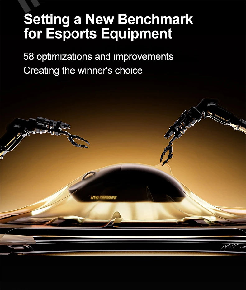 ATK Dragonfly A9 Ultimate vezeték nélküli gaming egér A9 Air PAW3950, ultrakönnyű ergonomikus e-sport gamer FPS egér CSGO-hoz A9 Ultra