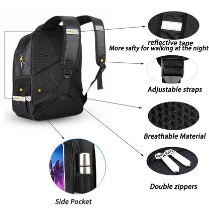 16 Inch Fortnite Cartoon Backpack Unisex for Boys and Girls with Dual Zippers Large Capacity Lightweight Student Backpack