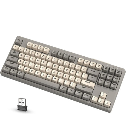 Teclado Gaming Sem Fios Free Wolf M87 75% - Switches Silenciosos, Retroiluminação Rainbow, BT/2.4G, Teclas PBT em Degradé, Design Compacto