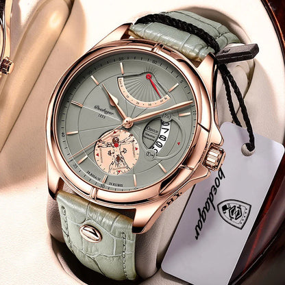 POEDAGAR Quarz-Armbanduhr für Herren – Business-Stil, luxuriös, wasserdicht, beleuchtet, mit Datumsanzeige und Lederarmband – Elegante Herrenuhr