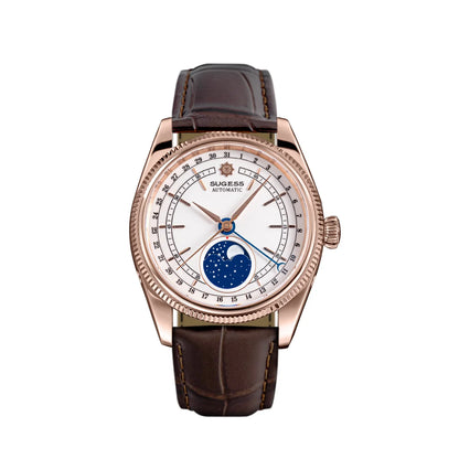 Sugess 40mm Men's Moonphase Automatic ST2108 Movement Sapphire Crystal Mechanical Wristwatch Waterproof Date 2024 New