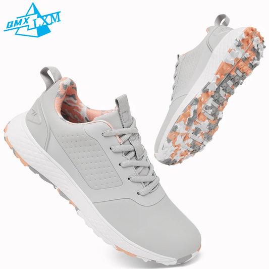 LiXingMing Women Golf Shoes Pink Professional Golfer Sport Sneakers Men Non-slip Spikeless Golf Turf Golfing Walking Shoes